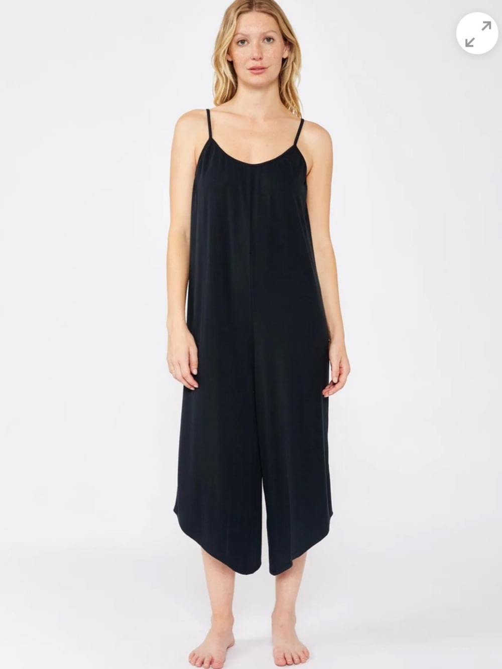 Earthbound Trading Co. Bohemian Ebony wide-leg cropped Harem Jumpsuit